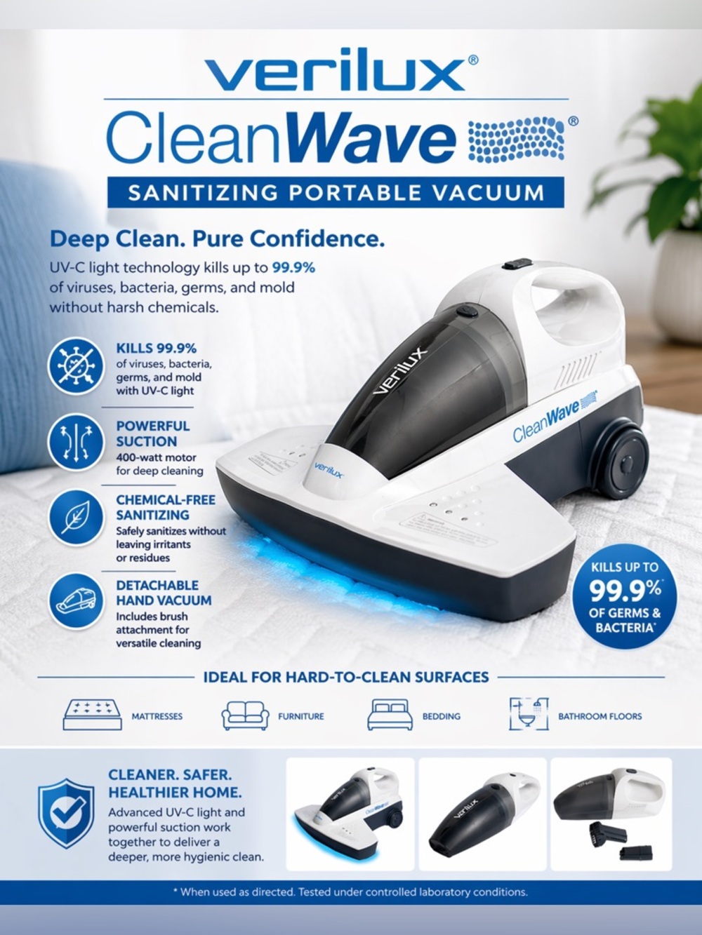 Verilux CleanWave Sanitizing Portable Vacuum